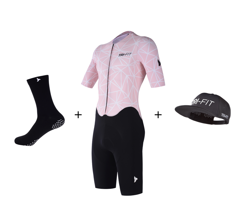 Womens GEO CORAL tri suit bundle together