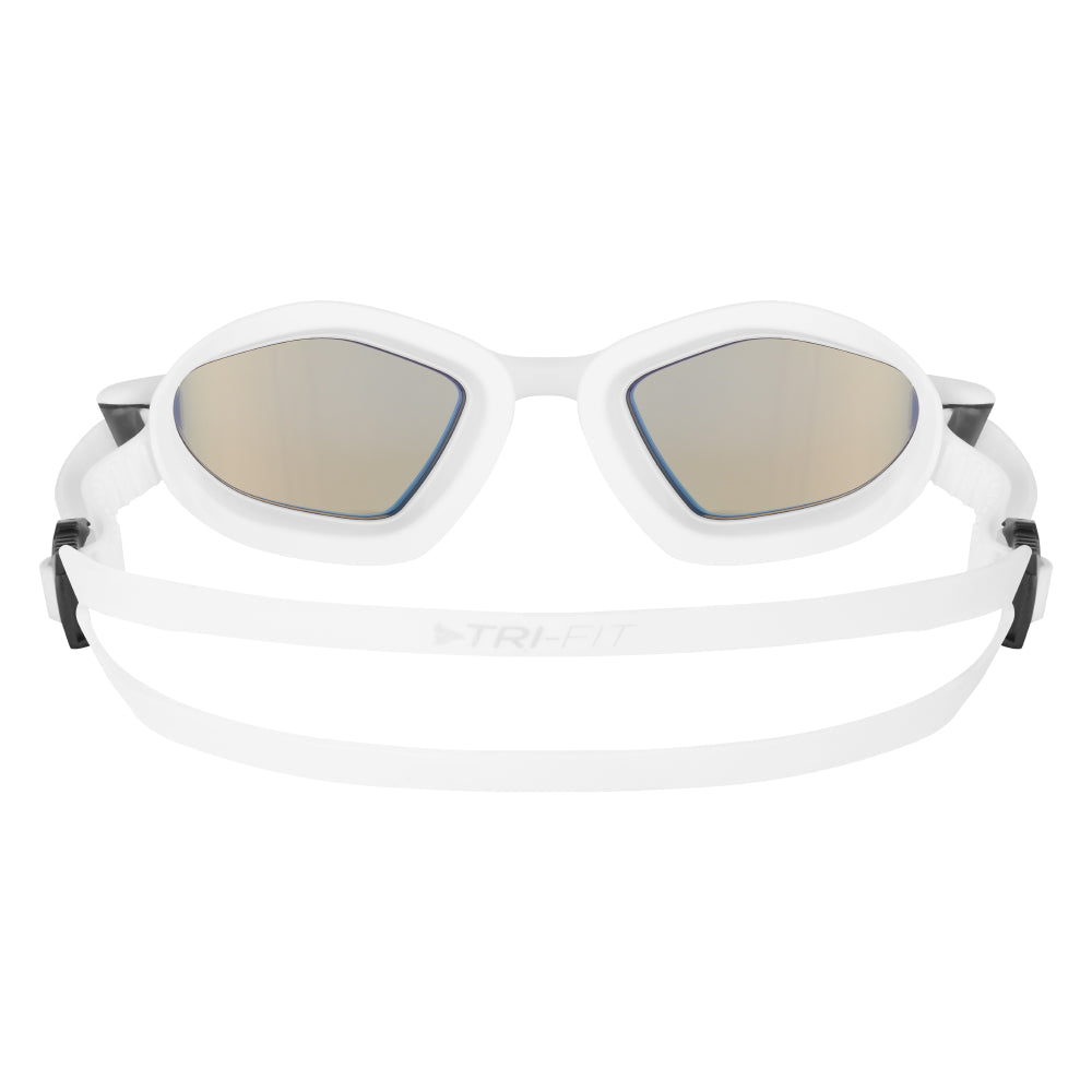 TRI-FIT RAPID-X Swim Goggles in white with gold lens. 220 Triathlon Cutting Edge Award