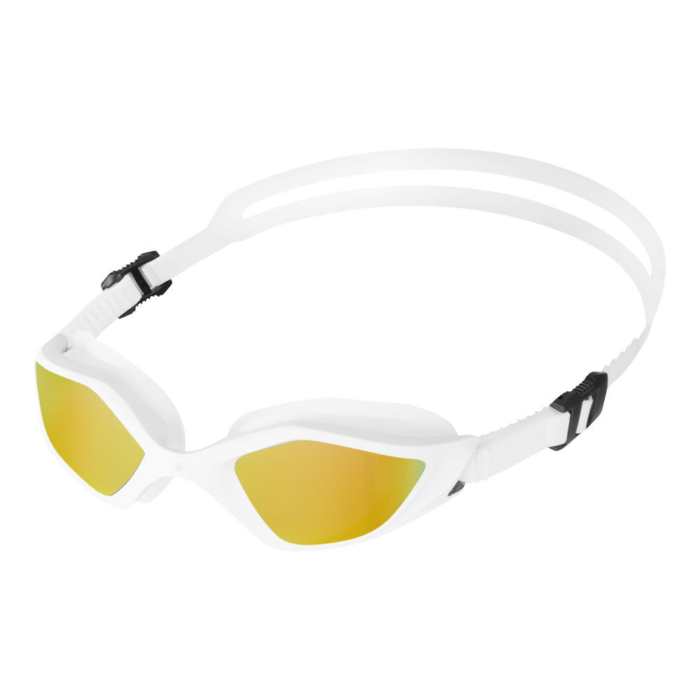TRI-FIT RAPID-X Swim Goggles in white with gold lens. 220 Triathlon Cutting Edge & Highly Rated Award