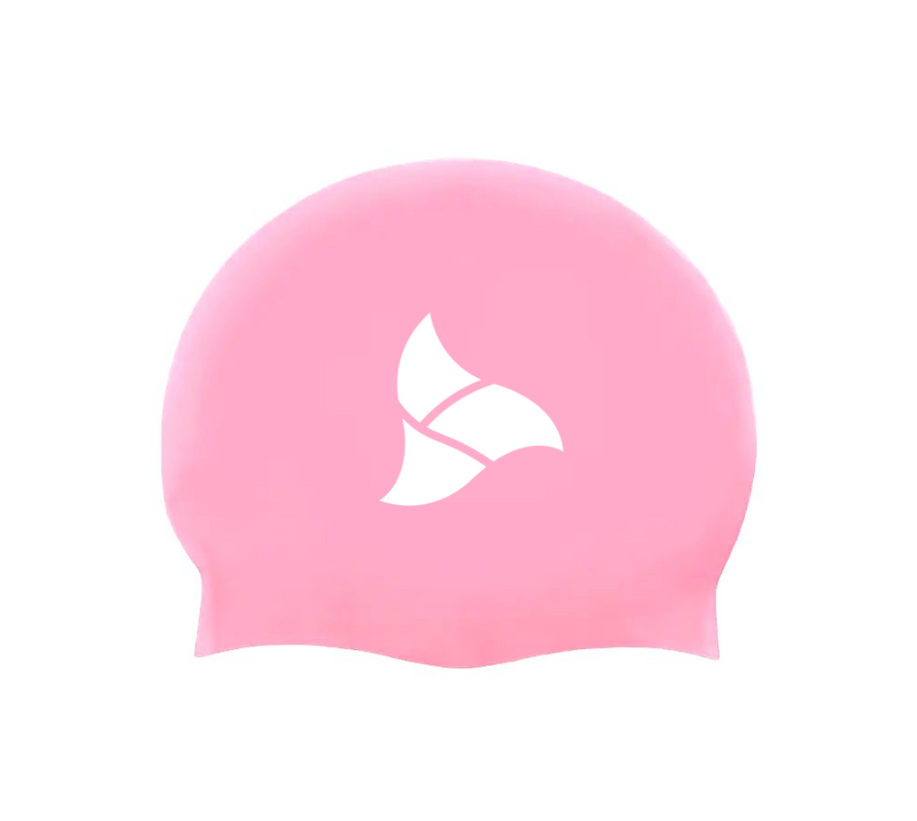Pink swim cap with TRI-FIT logo. 
