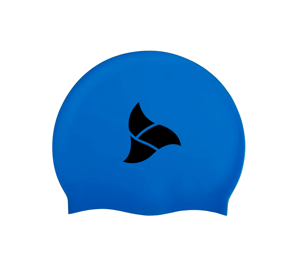 Blue swim cap with TRI-FIT logo. 
