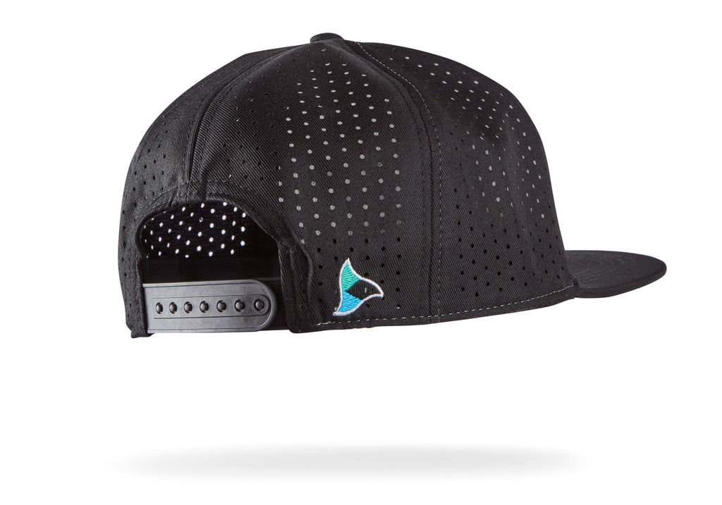 Rear view of the black Tri-Fit performance snapback